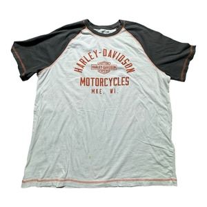 Harley Davidson Motorcycles Men's Raglan T-Shirt XL Iron Bond White MKE, WI